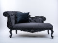 Chaise longue - Velluto-Legno - 180x78x92 cm - Grigio antracite-Nero - Stile barocco