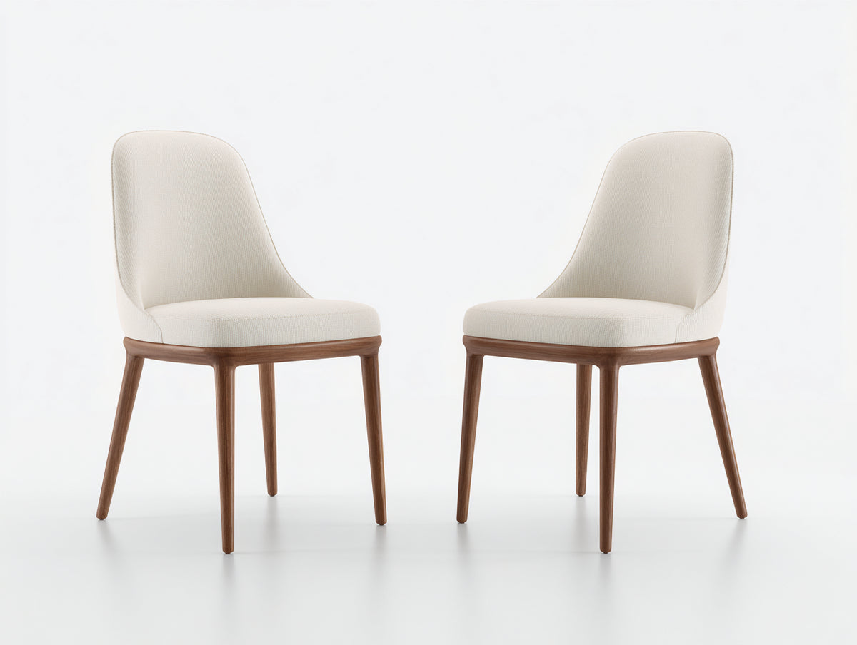 Sedia da pranzo - Tessuto-Legno - 55x58x82 cm - Crema-Legno marrone - Design moderno