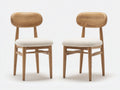 Sedia da pranzo - Tessuto-Legno - 55x57x85 cm - Beige-Legno naturale - Design moderno