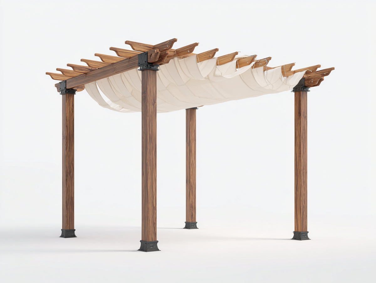 Pergola da giardino - Legno - 420 x 300 x 250 cm - Marrone chiaro-Beige - Stile classico