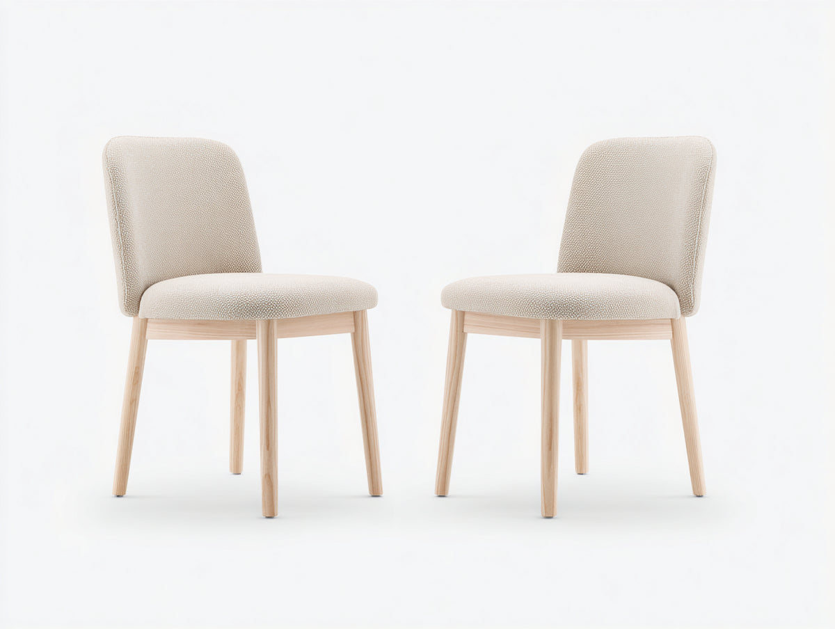 Sedia da pranzo - Tessuto-Legno - 52x56x84 cm - Beige chiaro-Legno naturale - Design moderno