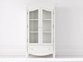 Vetrina-Legno-Vetro-110 x 45 x 180 cm-Bianco-Stile classico