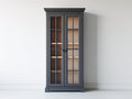 Vetrina-Legno-Vetro-100 x 40 x 180 cm-Grigio scuro-Stile classico