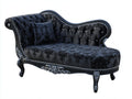 Chaise longue - Tessuto-Legno-Metallo - 175x80x92 cm - Nero-Argento - Stile barocco