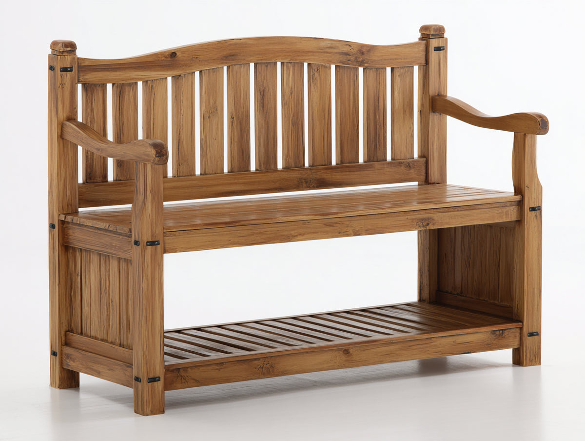 Panche da giardino - Legno - 150 x 65 x 90 cm - Marrone - Stile rustico naturale