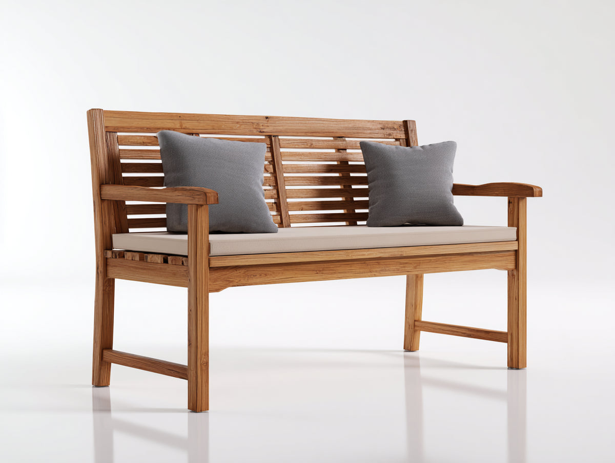 Panche da giardino - Legno - 150 x 60 x 90 cm - Marrone-Beige - Stile moderno naturale
