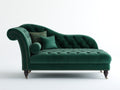 Chaise longue - Velluto-Legno-Metallo - 195x90x96 cm - Verde smeraldo-Marrone scuro-Oro - Stile Chesterfield classico