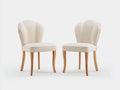 Sedia da pranzo - Ecopelle-Legno - 56x58x88 cm - Crema-Legno naturale - Stile elegante