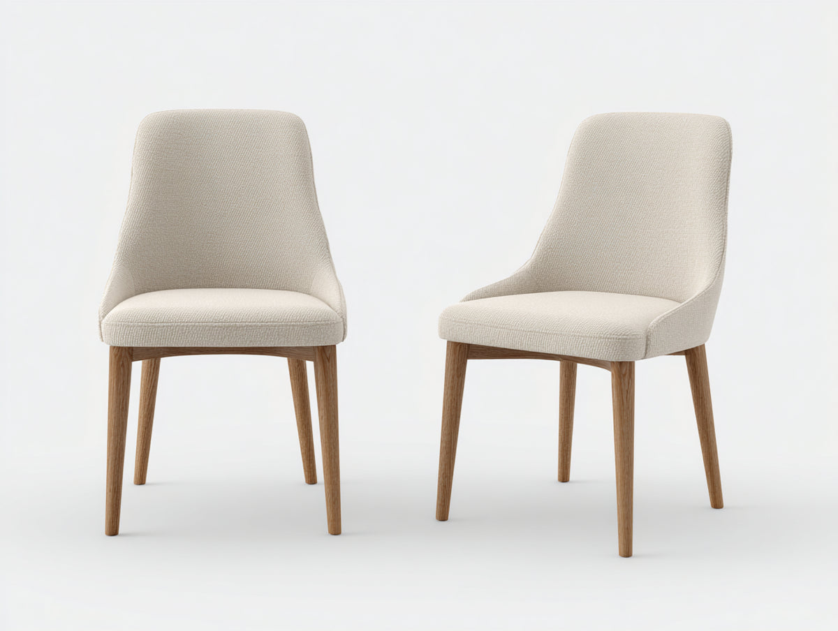 Sedia da pranzo - Tessuto-Legno - 53x58x87 cm - Crema-Legno naturale - Design contemporaneo