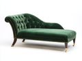Chaise longue - Velluto-Legno-Metallo - 193x89x93 cm - Verde smeraldo-Marrone-Oro - Stile Chesterfield classico