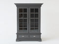 Vetrina-Legno-Vetro-125 x 45 x 190 cm-Grigio-Stile classico