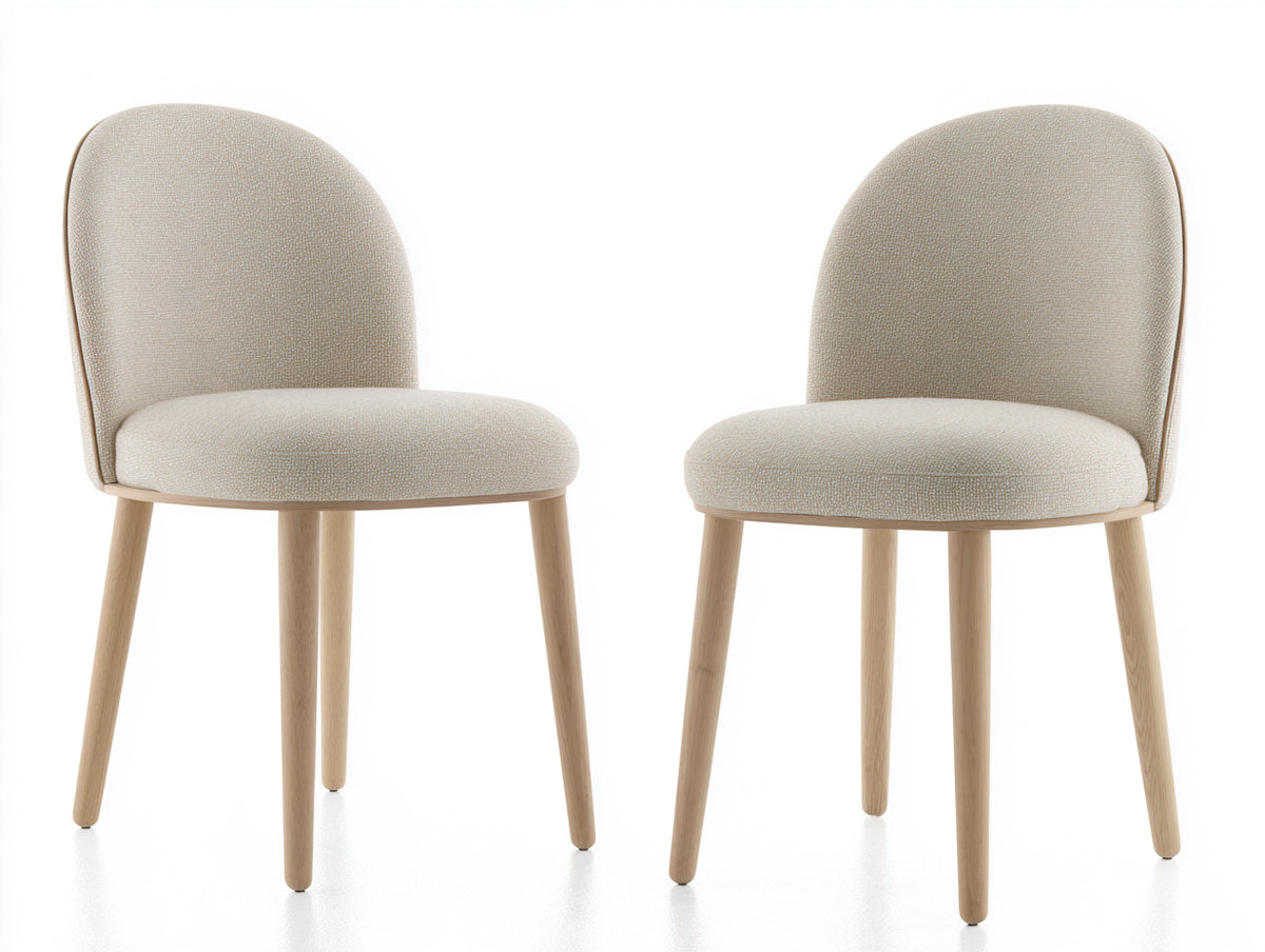 Sedia da pranzo - Tessuto-Legno - 54x57x84 cm - Beige chiaro-Legno naturale - Design moderno