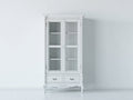 Vetrina-Legno-Vetro-105 x 45 x 185 cm-Bianco-Stile classico
