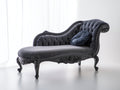 Chaise longue - Velluto-Legno - 175x75x95 cm - Grigio antracite-Nero - Stile classico