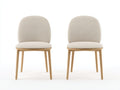 Sedia da pranzo - Tessuto-Legno - 53x55x84 cm - Beige chiaro-Legno naturale - Design moderno