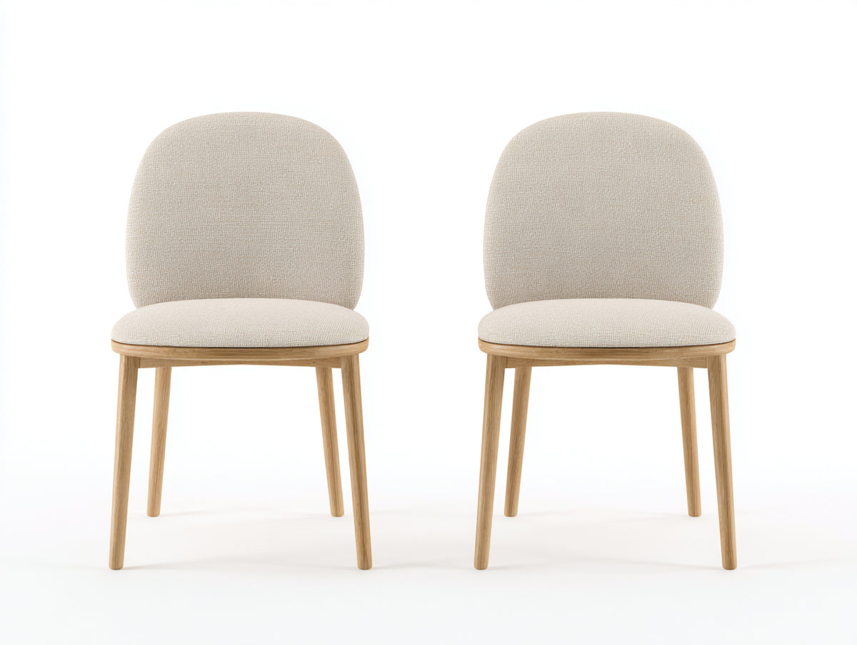Sedia da pranzo - Tessuto-Legno - 53x55x84 cm - Beige chiaro-Legno naturale - Design moderno