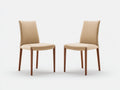 Sedia da pranzo - Ecopelle-Legno - 50x55x86 cm - Beige-Legno marrone - Design minimalista