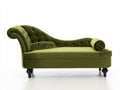 Chaise longue - Velluto-Legno - 190x88x91 cm - Verde oliva-Nero - Stile vittoriano