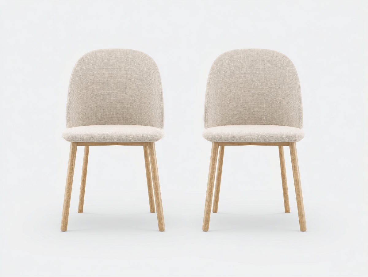 Sedia da pranzo - Tessuto-Legno - 52x55x84 cm - Beige chiaro-Legno naturale - Design moderno